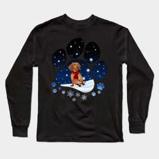 Snow Paw Red Dachshund Christmas Winter Holiday Long Sleeve T-Shirt